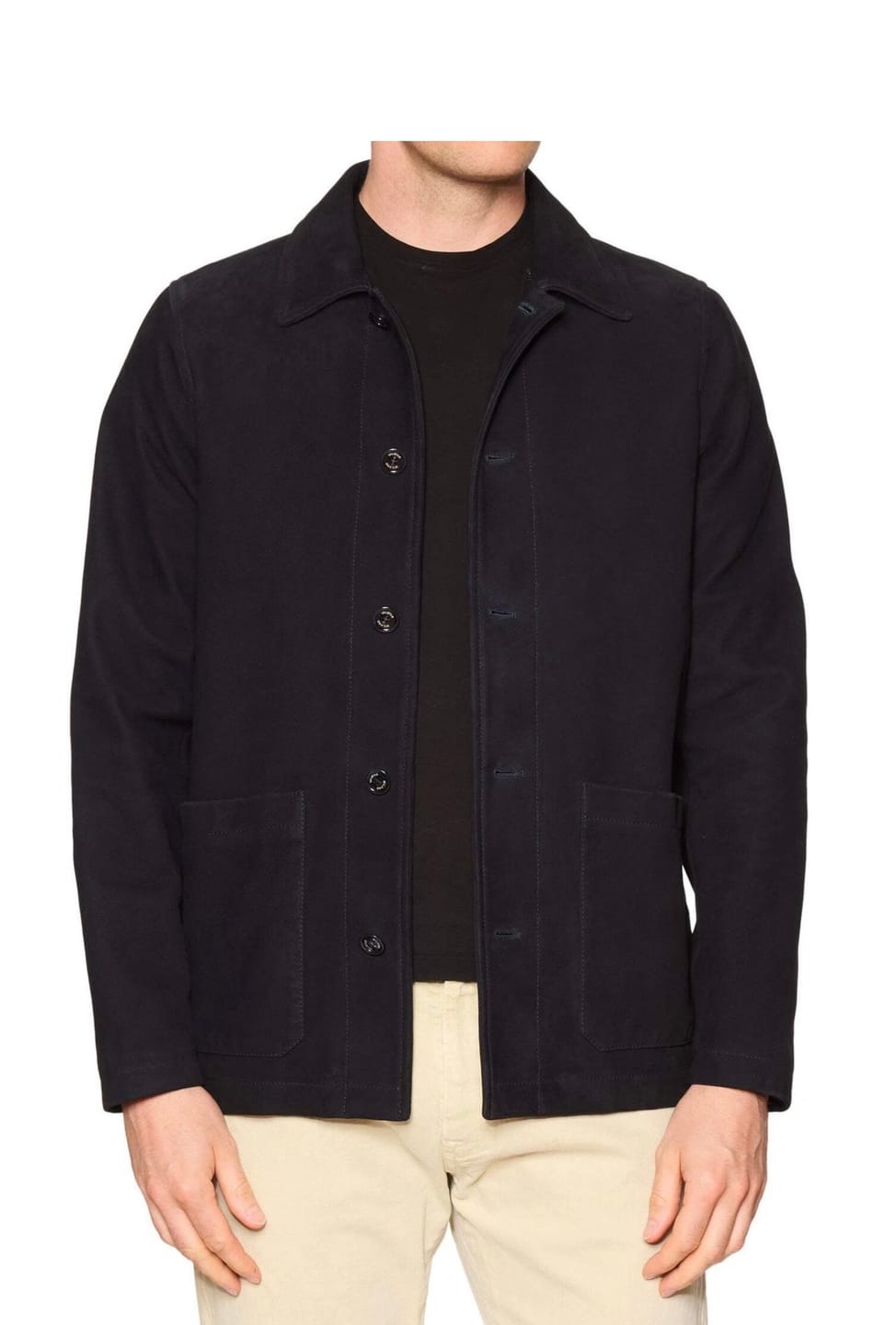 Customer photo review of VALSTAR Milano Dark Blue Soft Suede Leather Lined Work Jacket NEW