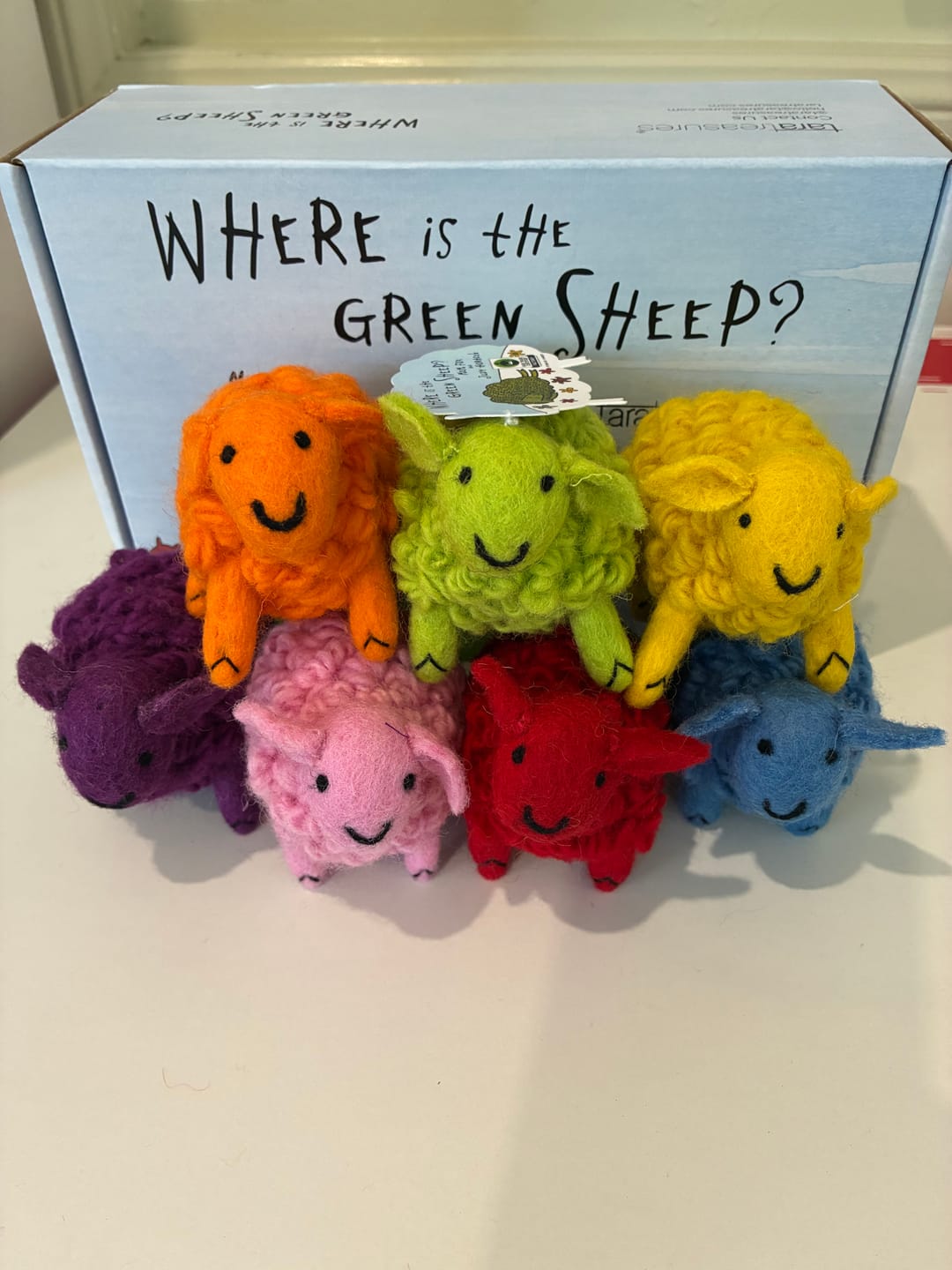 Customer photo review of Where Is The Green Sheep? 7 Colourful Sheep Play Set