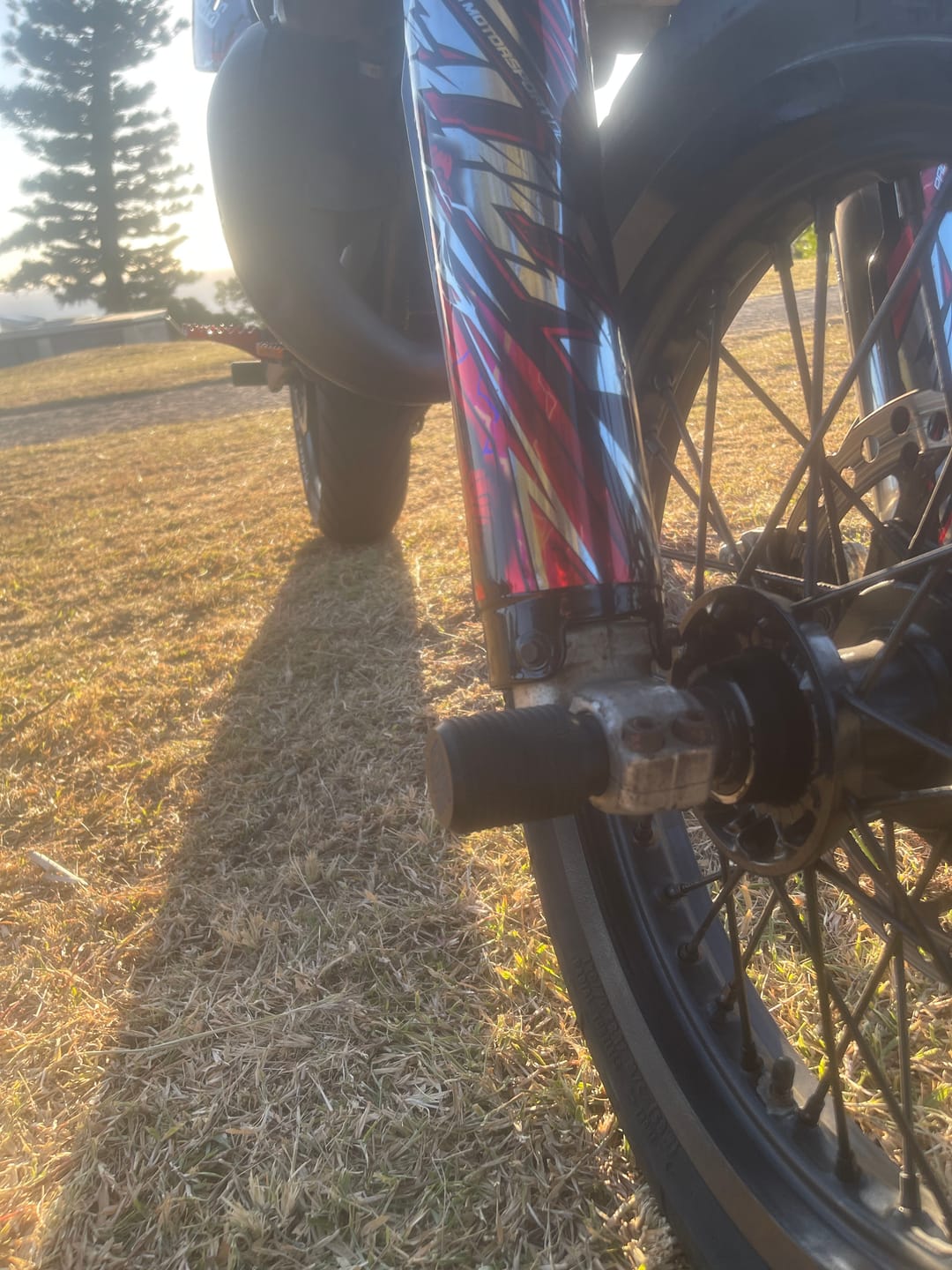 Customer photo review of Supermoto Axle Sliders (Crash Pegs, Easy to Install)