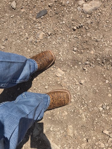 Customer photo review of Cowboy Boot Light Brown Tooled Leather