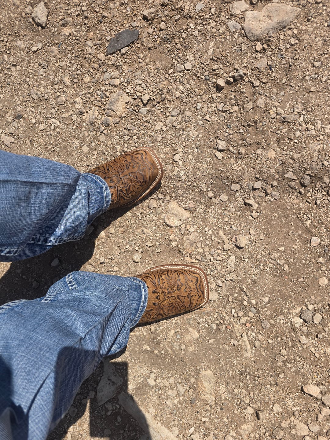 Customer photo review of Cowboy Boot Light Brown Tooled Leather