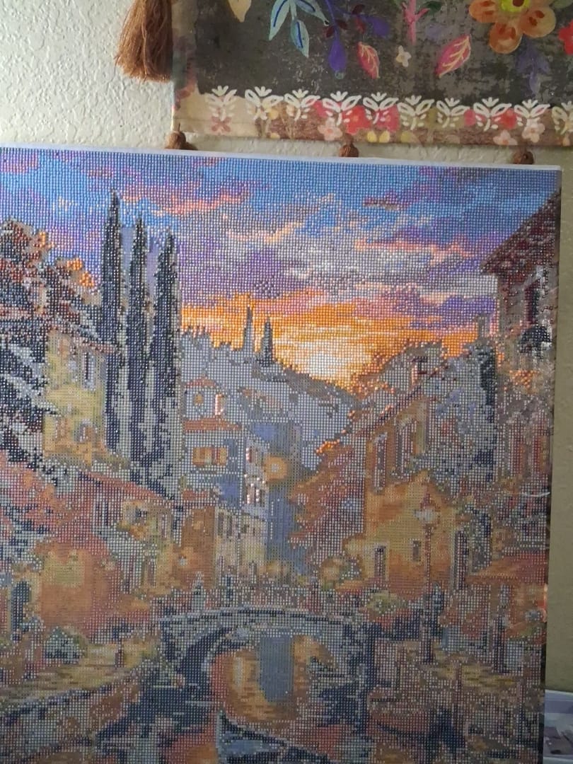 Customer photo review of Sunset Italian Canal Village (80 Color Paint by Numbers)