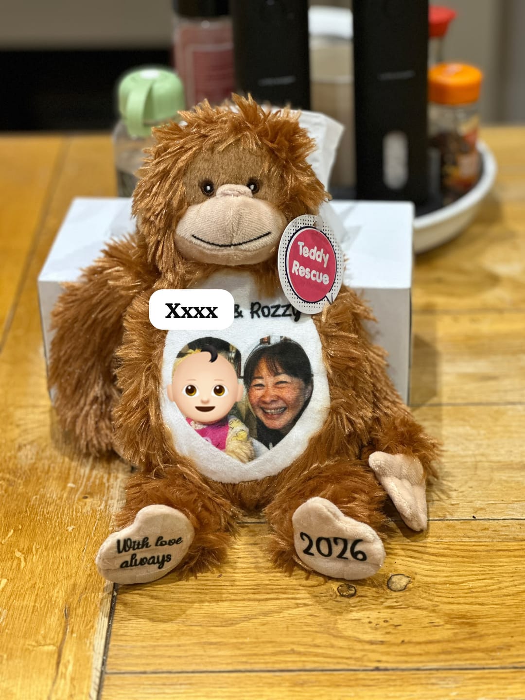 Customer photo review of Design a Personalised Orangutan Teddy – Add Your Photo, Name or Message