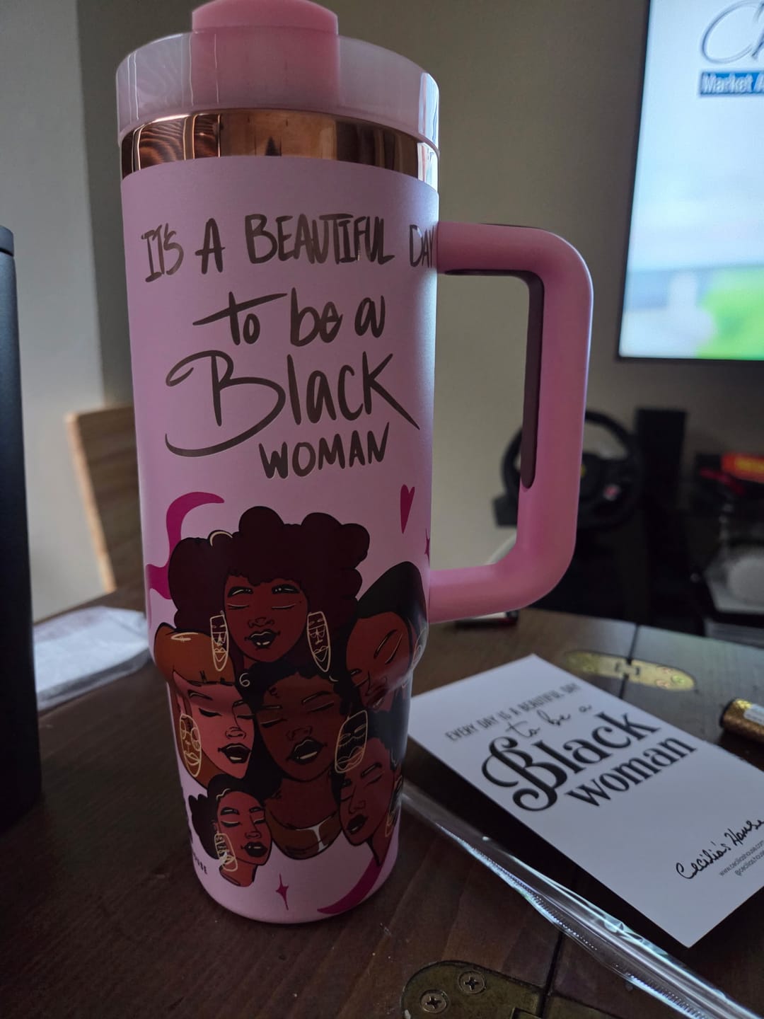 Customer photo review of Limited Edition "Crème Brûlée" Pink FlowSip™ Insulated Tumbler – Pinklomein x Cecilia's House
