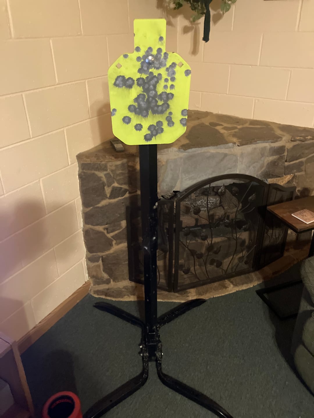 Customer photo review of X-leg Base Stand + 2X4 Target Hanger + 3/8" Thick 7" X 12" Torso + Adjustable Steel Post