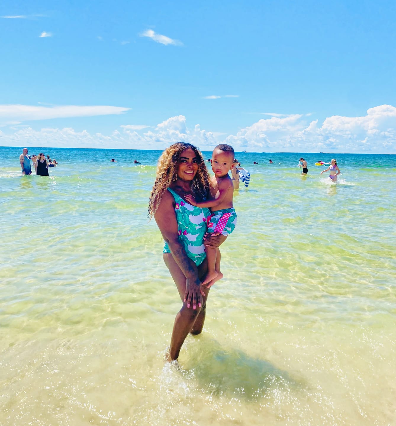 Customer photo review of UPF50+ Women's One Piece Swimsuit in Palm Paradise