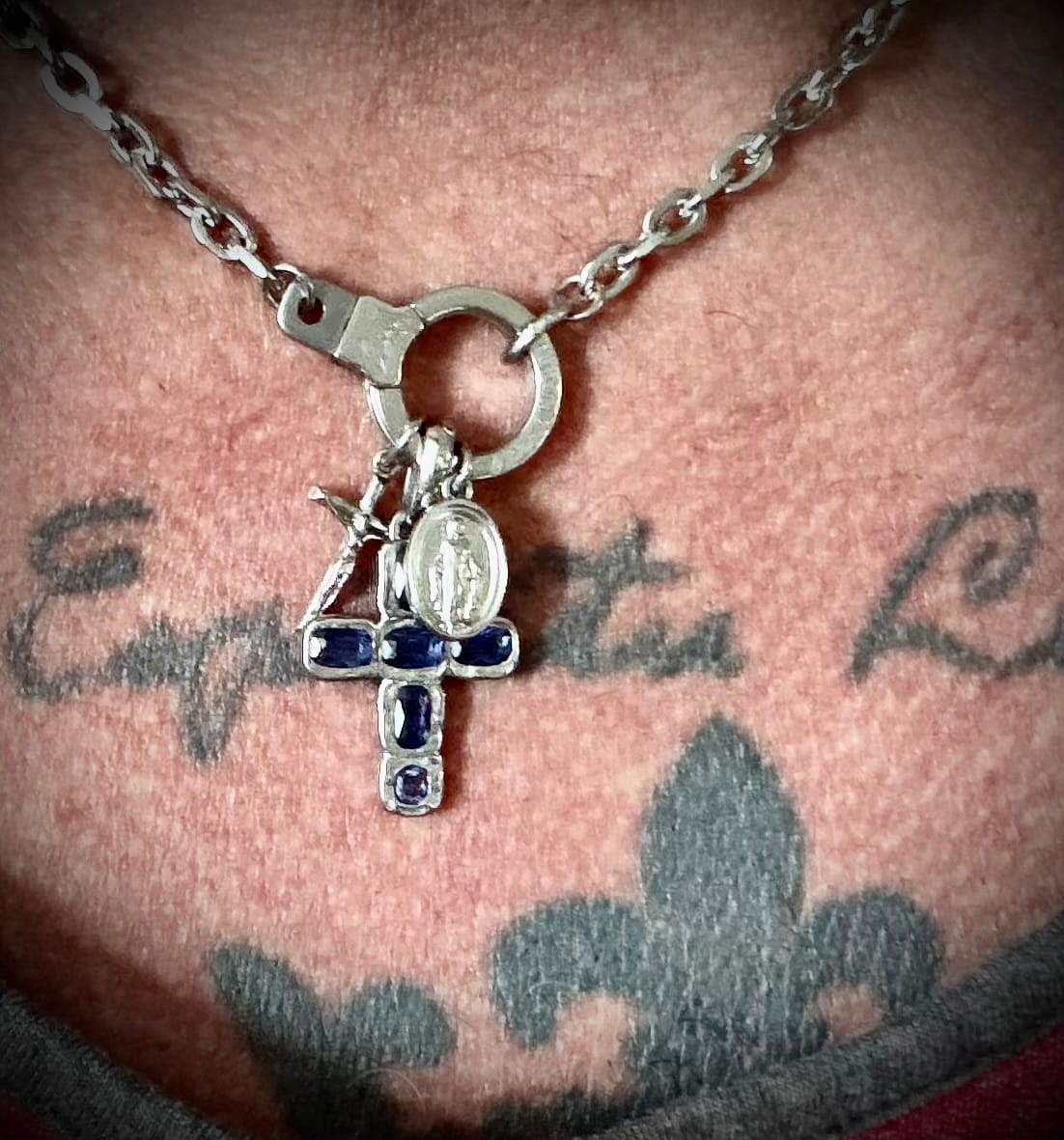 Customer photo review of Gemstone Cross Pendant - Tanzanite