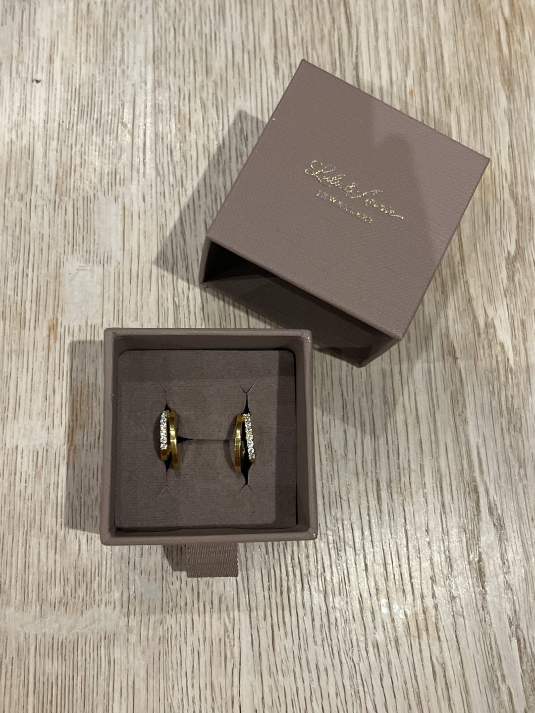 Customer photo review of 18ct Gold Vermeil Double-Row Pave Huggie Hoop Earrings