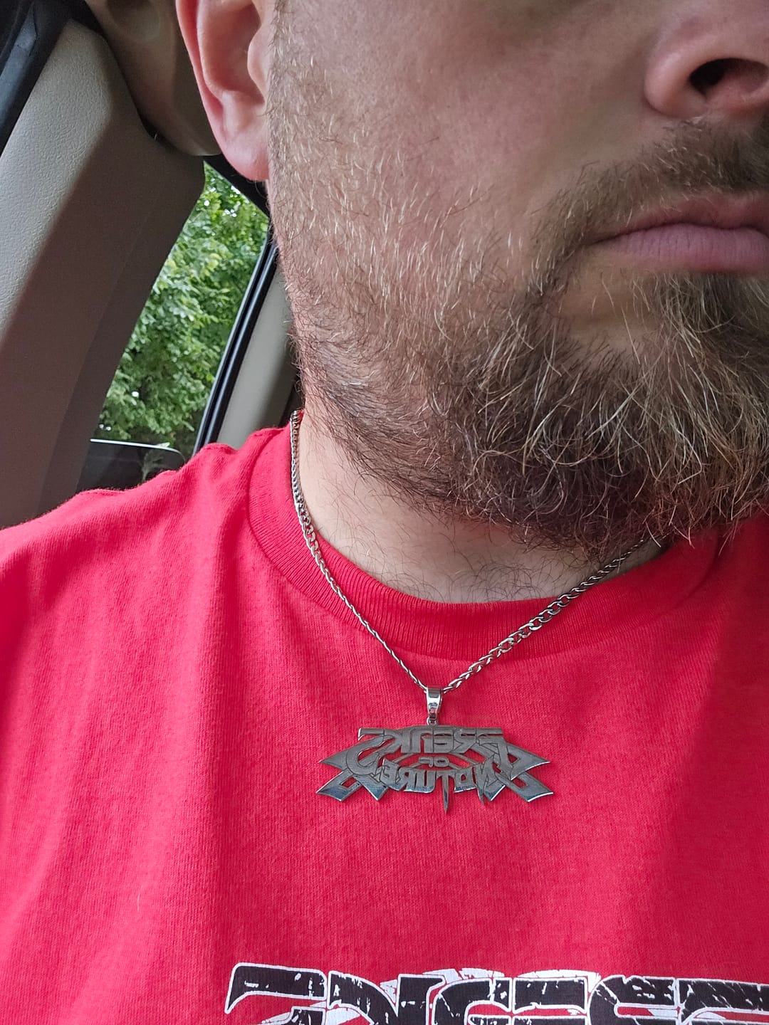 Customer photo review of Custom Logo Engraved Photo Pendant Necklace