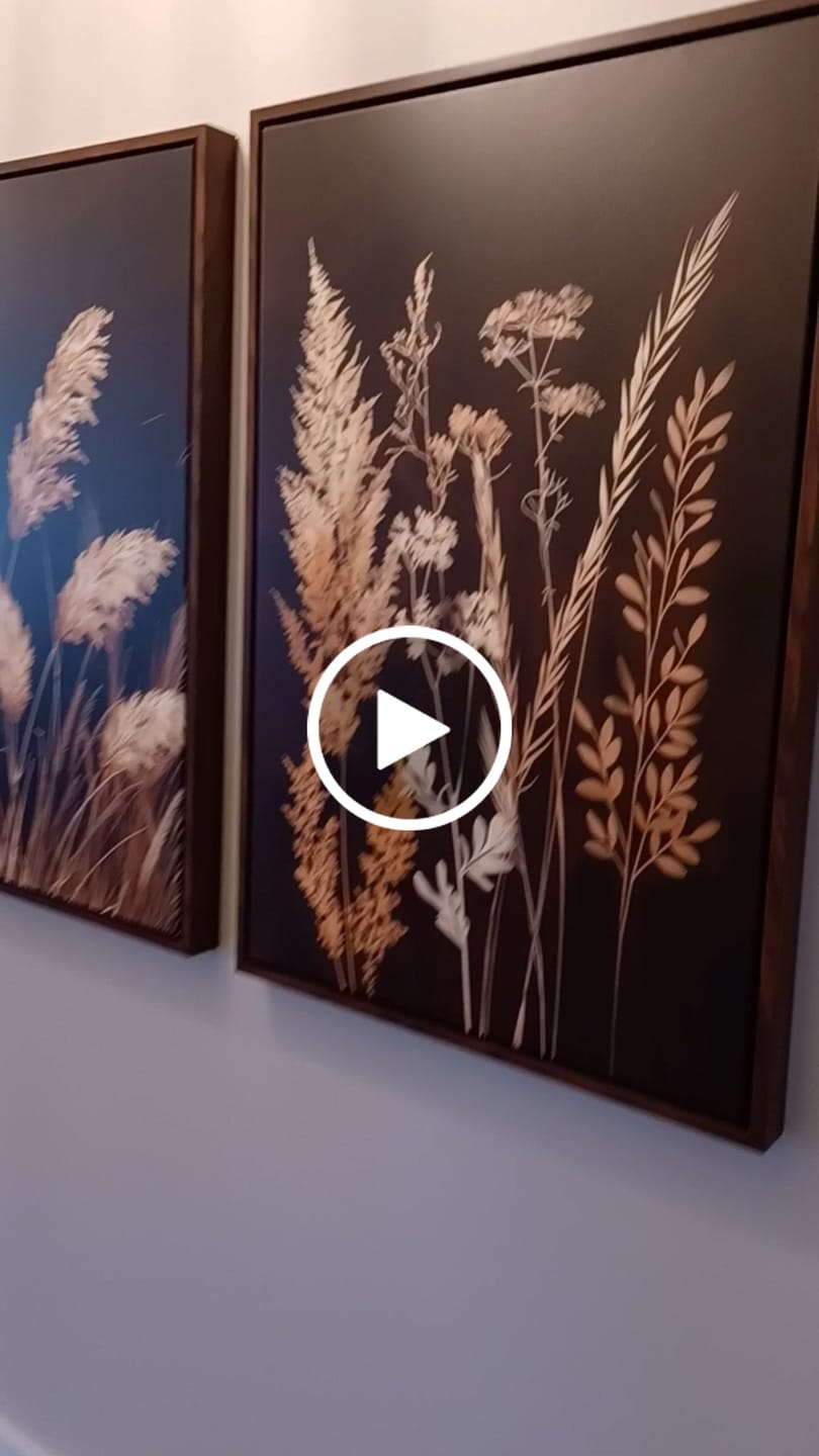 Customer video review of Set Of 3 Brown Beige Boho Earth Tone Grass Canvas Wall Art For Living Room Decor