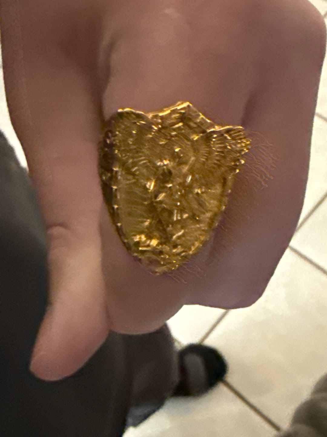 Customer photo review of FREE Today: Shield Archangel St. Michael Ring: Two Tone Option Sacred Guardian Faith Finger Jewelry