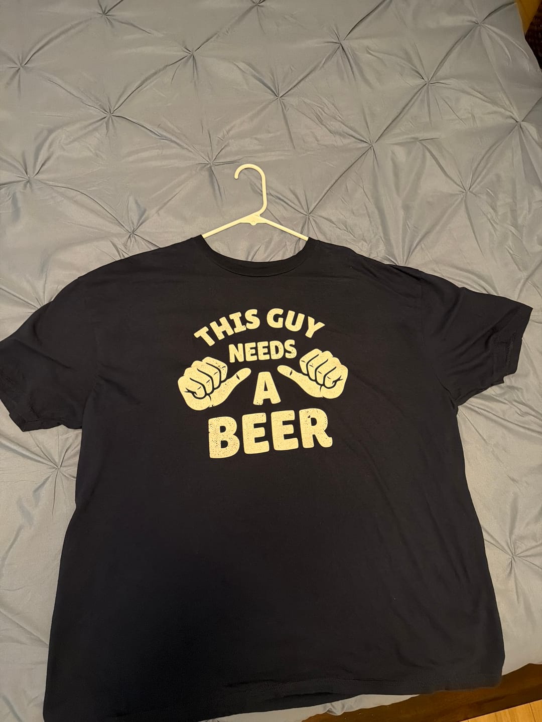 Customer photo review of This Guy Needs A Beer T-Shirt