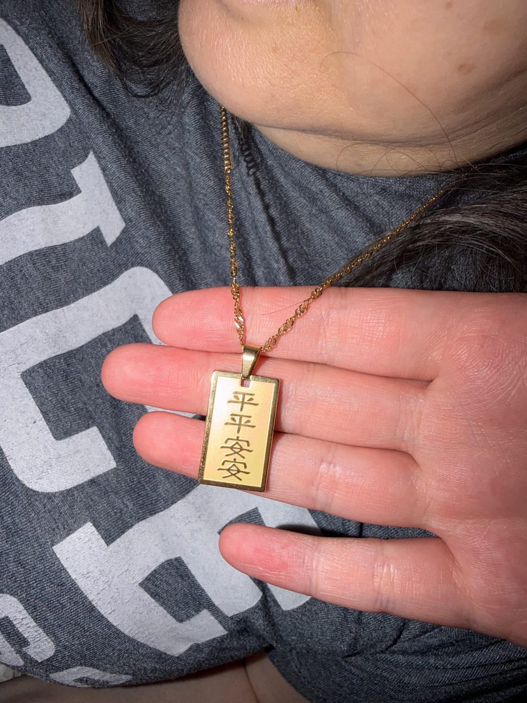 Customer photo review of Dainty Emerald Diamond Necklace