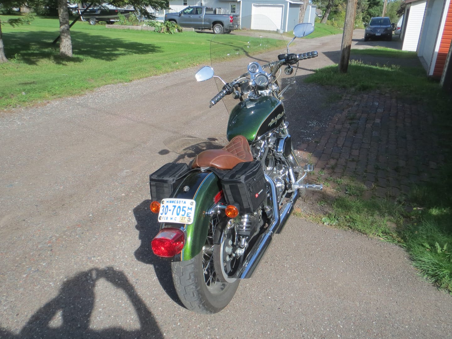 Customer photo review of 8L - Patriot Small Throw Over Saddlebags for Harley Sportster 1200 Custom XL1200C/XLH1200C