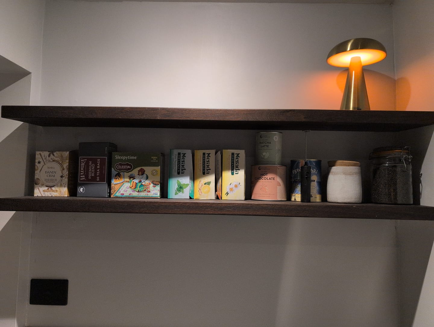 Customer photo review of Floating Shelf (Walnut stain)