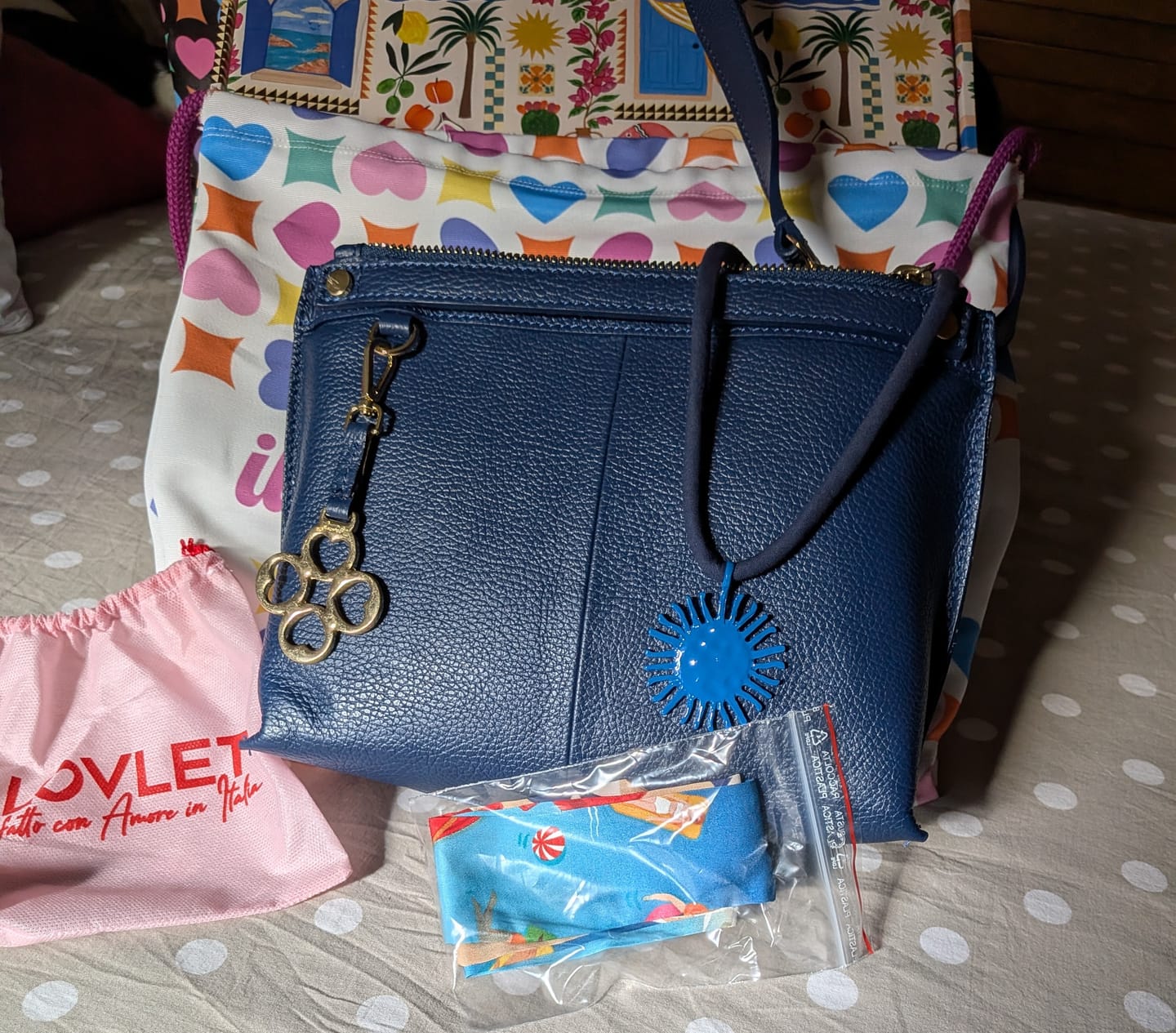 Customer photo review of BORSA MINI SOFY PELLE BLU JEANS