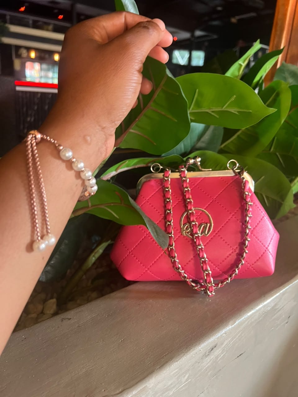 Customer photo review of ERA Mini Kisslock Chain Bag – Pink