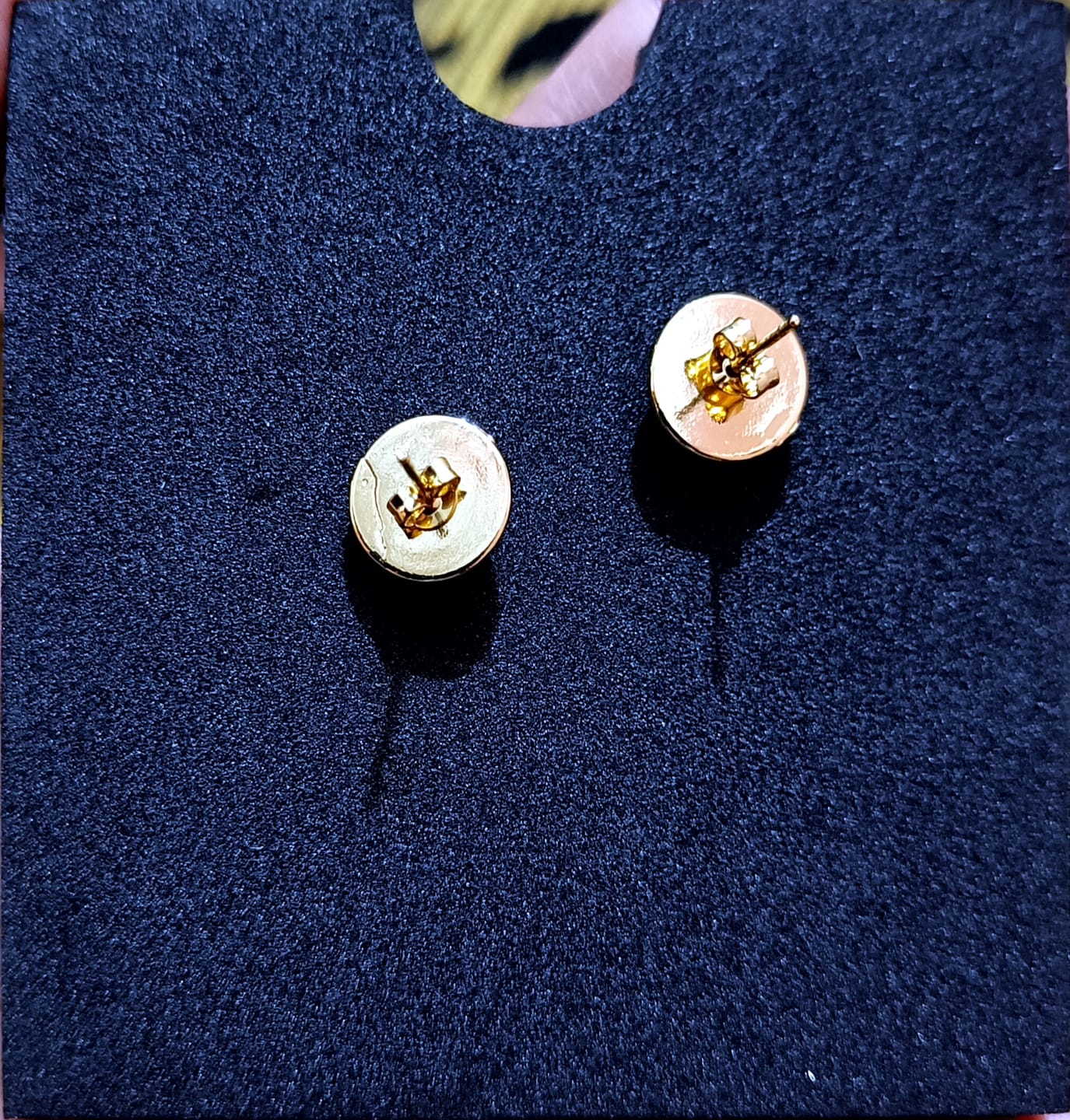 Customer photo review of Circular White Gold Stud Earrings