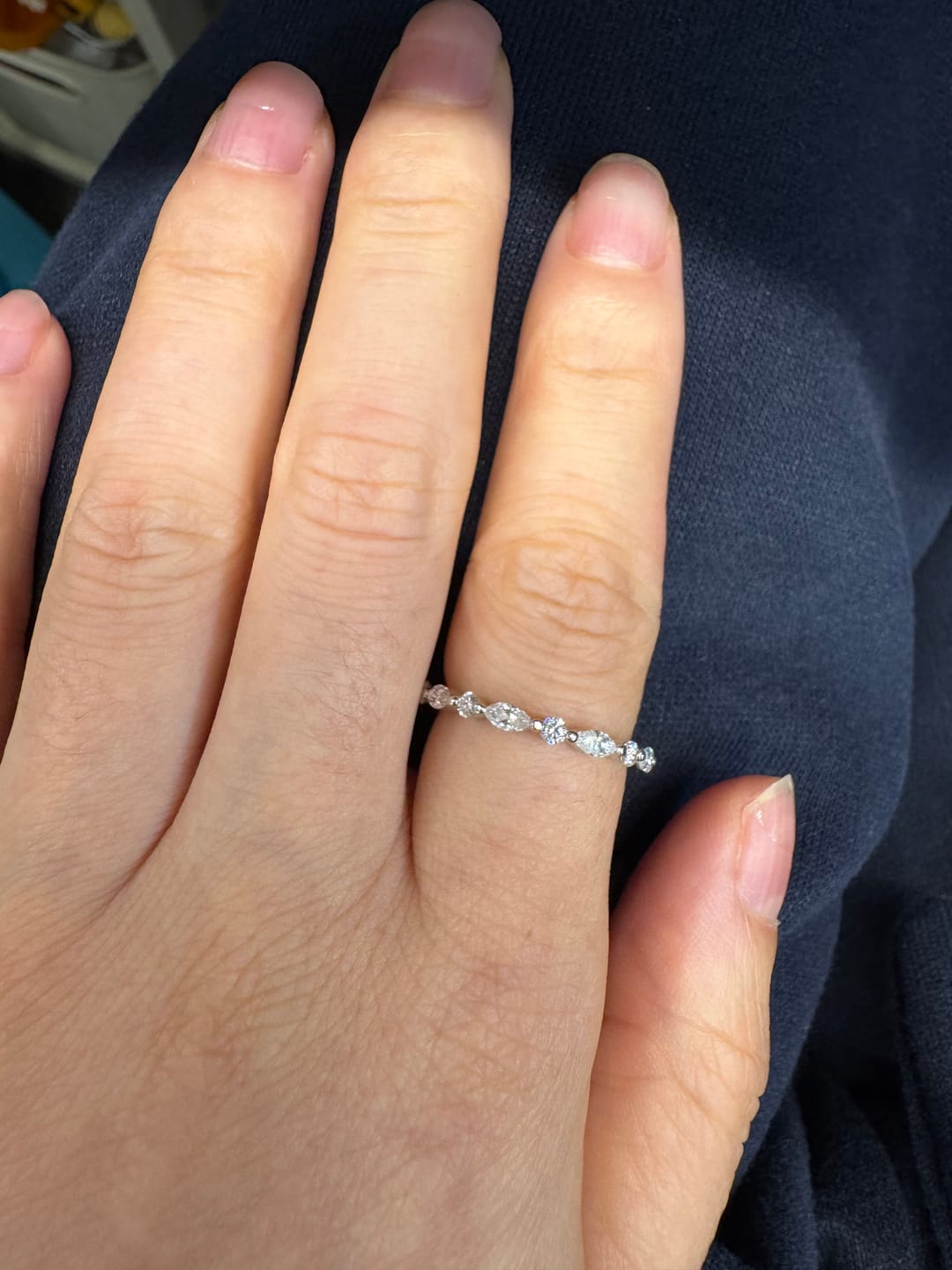 Customer photo review of S925 1.0 Ct Marquise Cut Half Eternity Wedding Band Stackable Ring For Everyday Wear