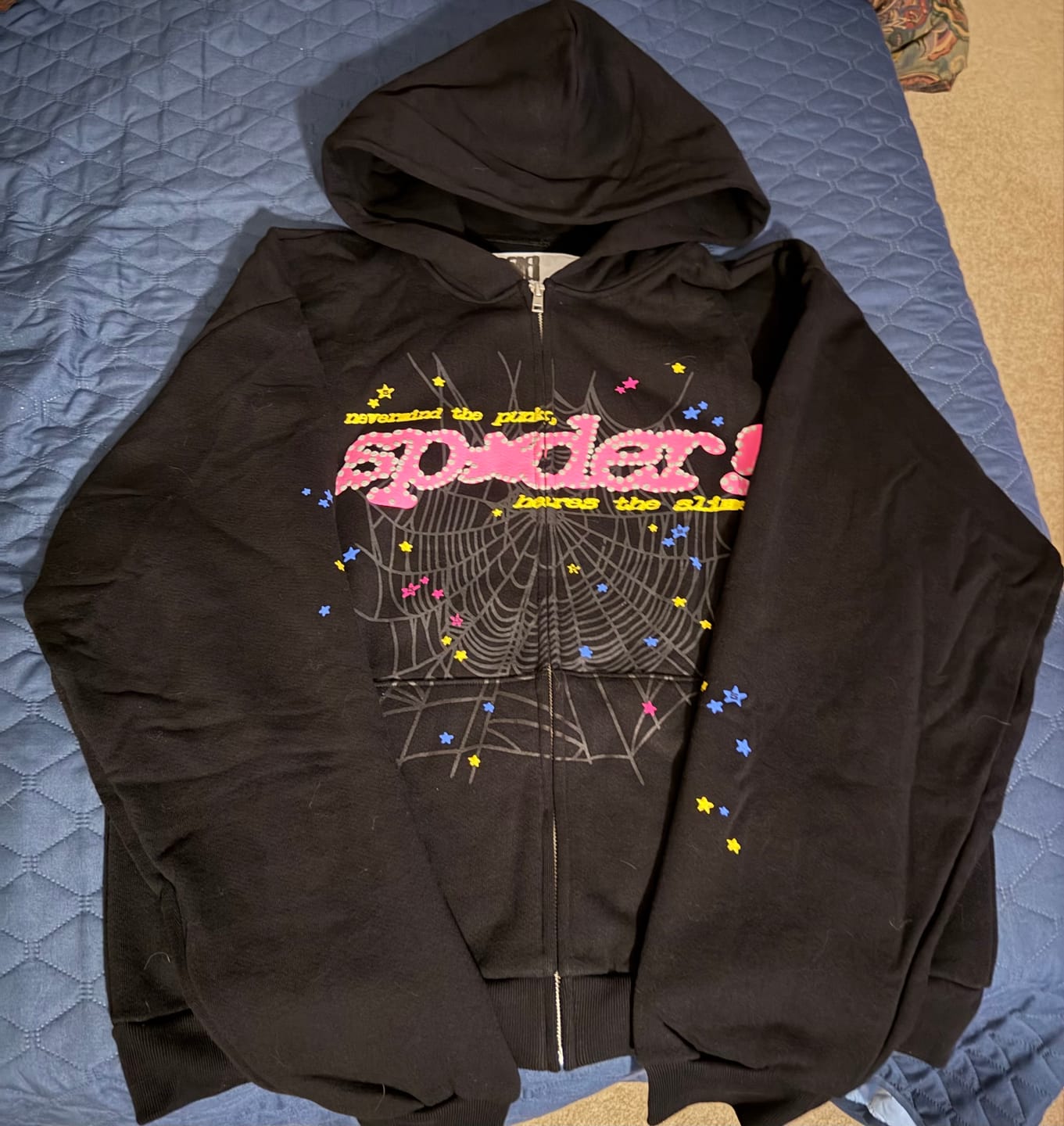 Customer photo review of Sp5der Black P*nk V2 Zip Up Hoodie