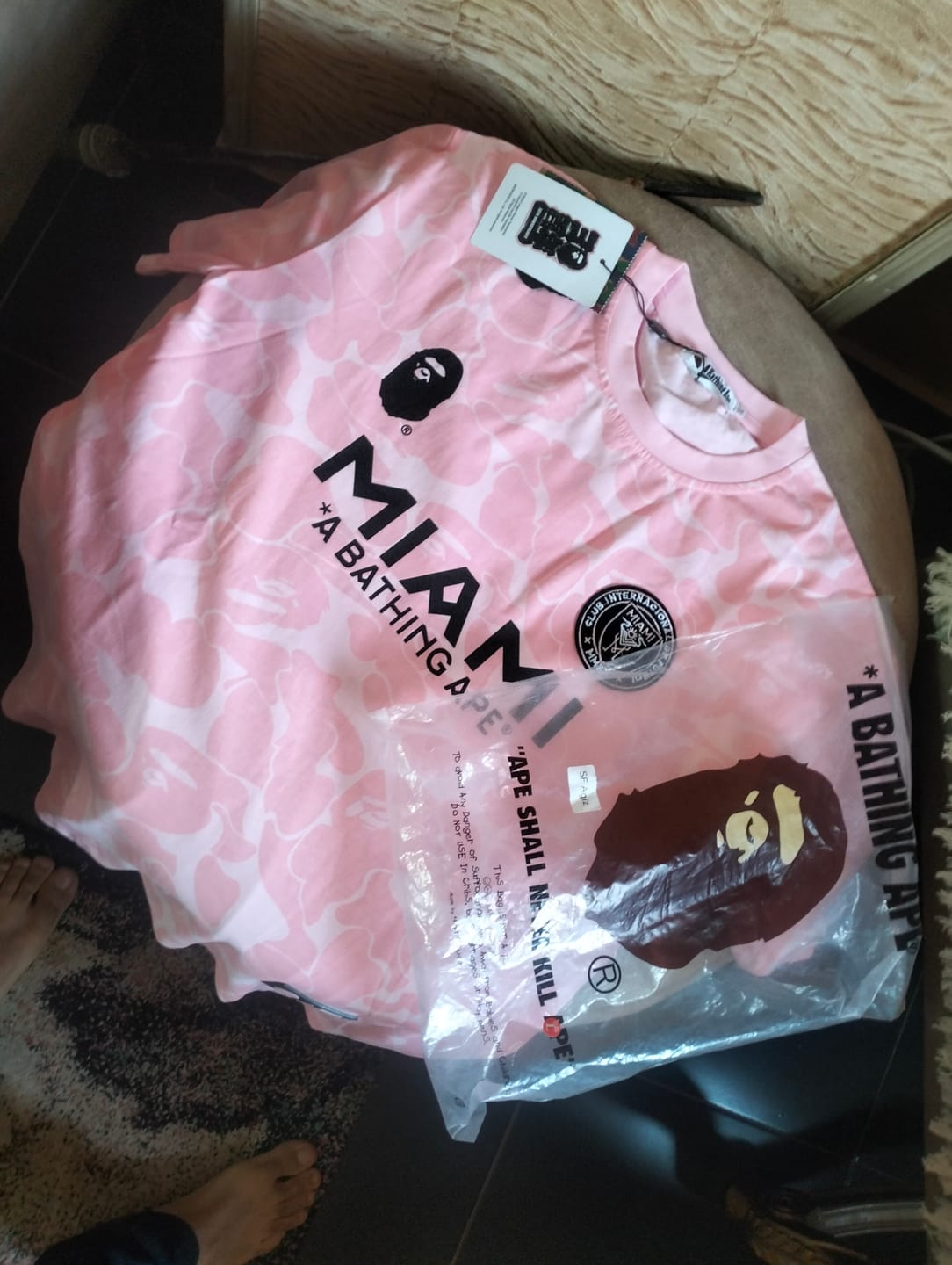 Customer photo review of BAPE x Inter Miami T-Shirt – Pink 93 Logo
