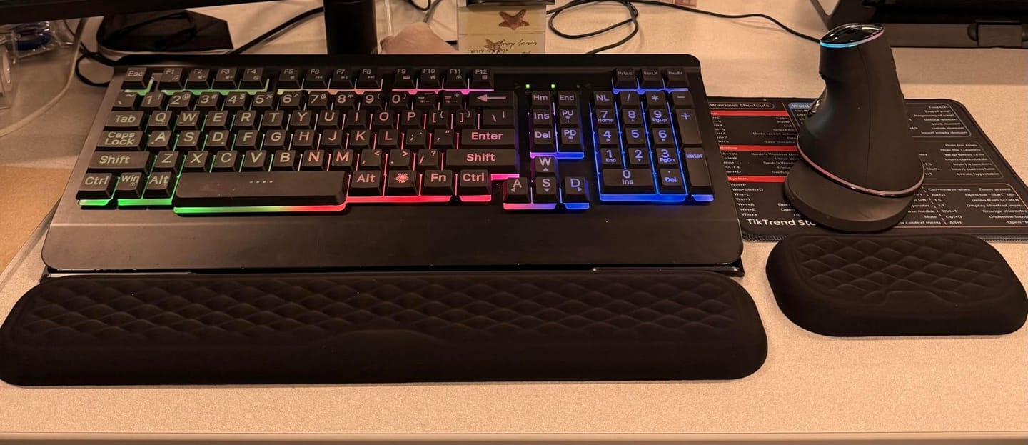 Customer photo review of Wurk Built™ Wrist Deck — The Memory-Foam Wrist Rest Set Engineered for Full-Size Keyboard & Mouse Setups