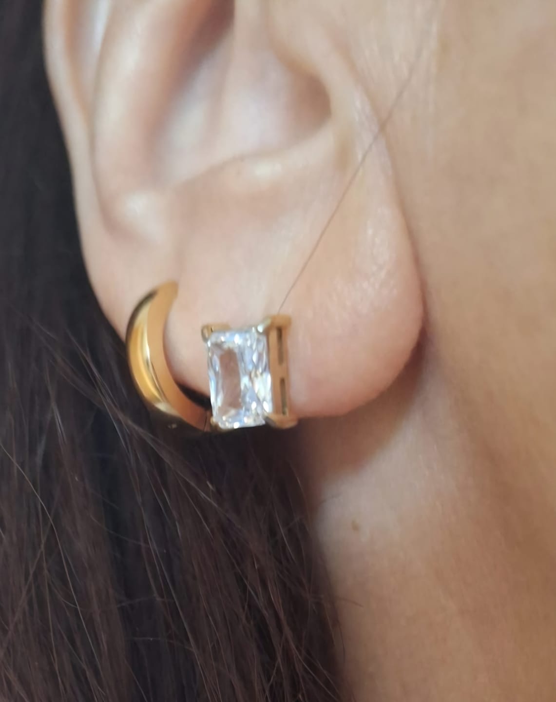 Customer photo review of Classic Emerald Solitaire Earrings
