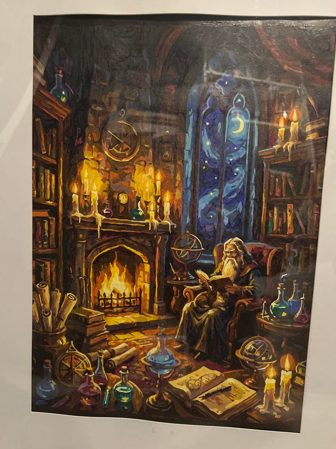 Customer photo review of Wizard Study Tower Candles Night (Paint by Numbers)