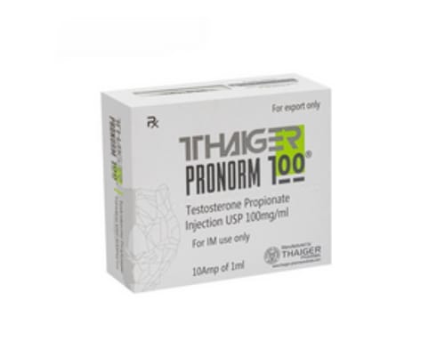 Customer's Thaiger Pharma Pronorm Testosterona Propionato white box featuring black and green text