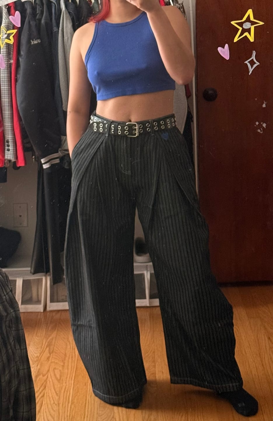 Customer photo review of Aelfric Eden Pinstripe Baggy Barrel Jeans