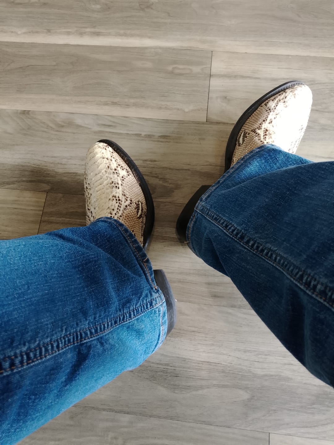 Customer photo review of Cowtown Men’s Back Cut Python Exotic Boots W808