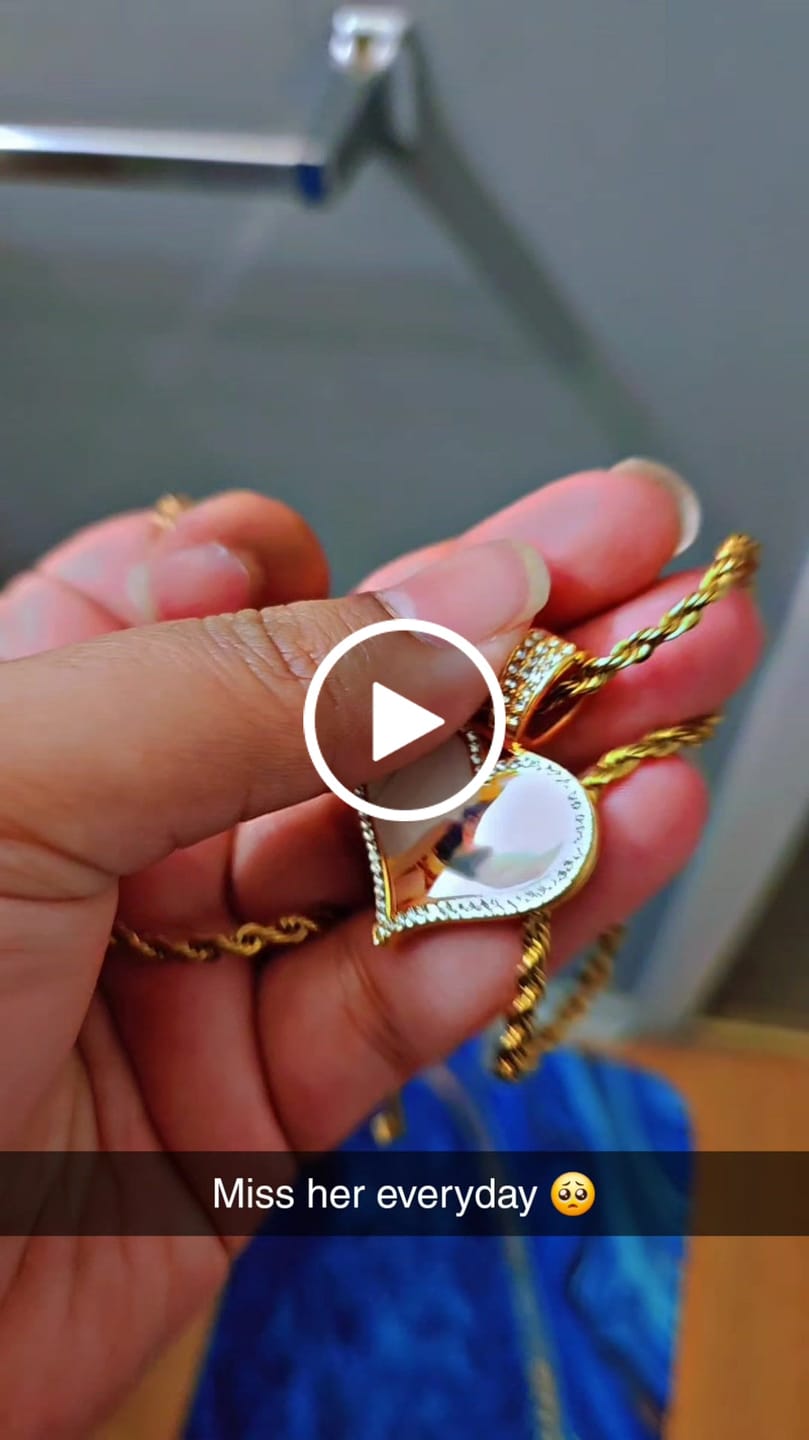 Customer video review of Personalized Diamond Studded Heart Colorful Photo Necklace