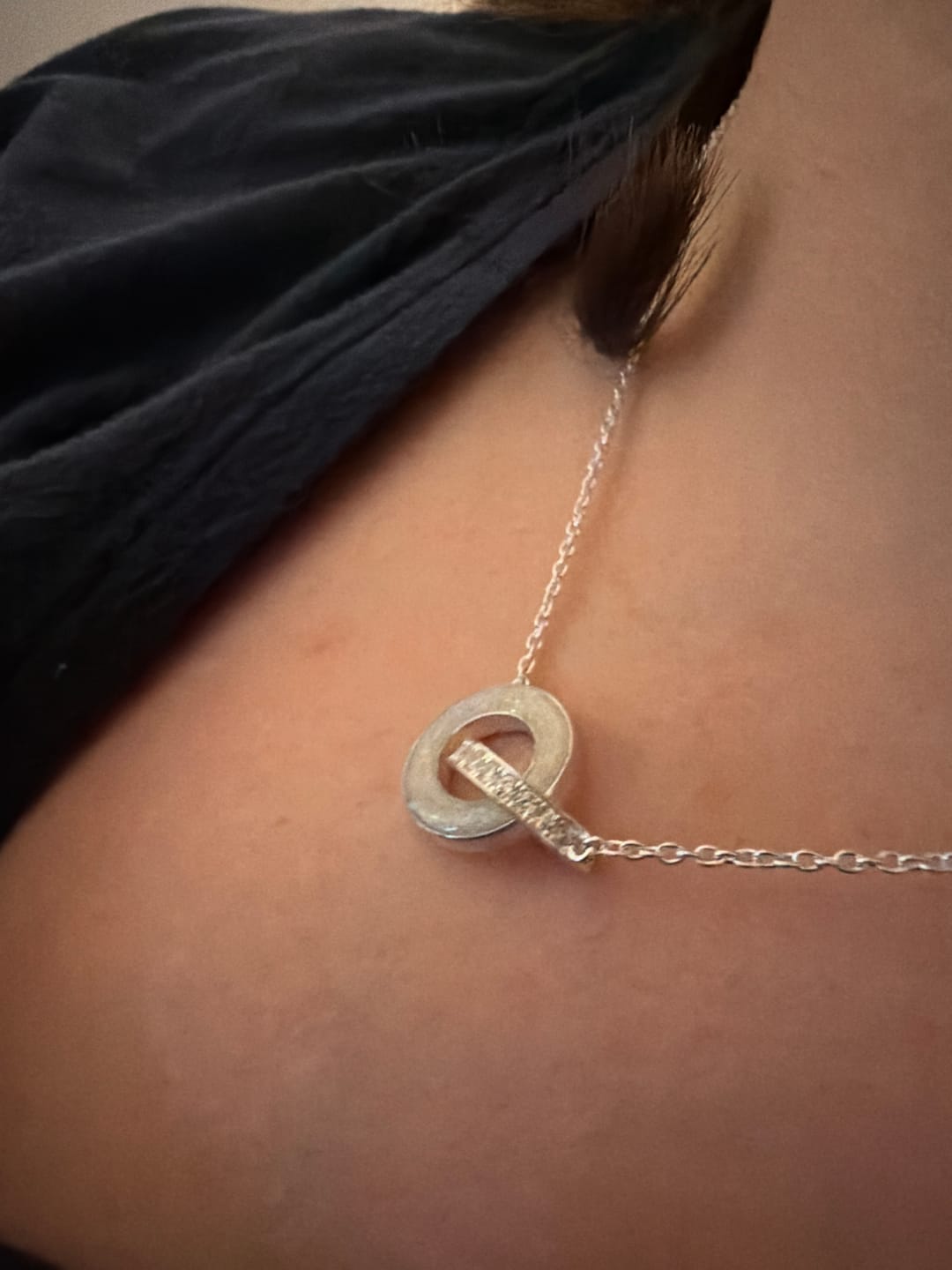 Customer photo review of Eternal Loop Cubic Zirconia Linked Halo Pendant
