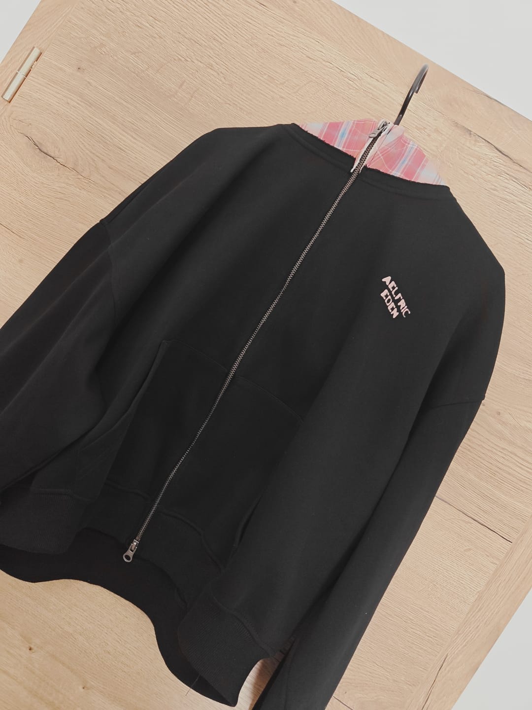 Customer photo review of Aelfric Eden Boxy Plaid Hood Zip Up Hoodie