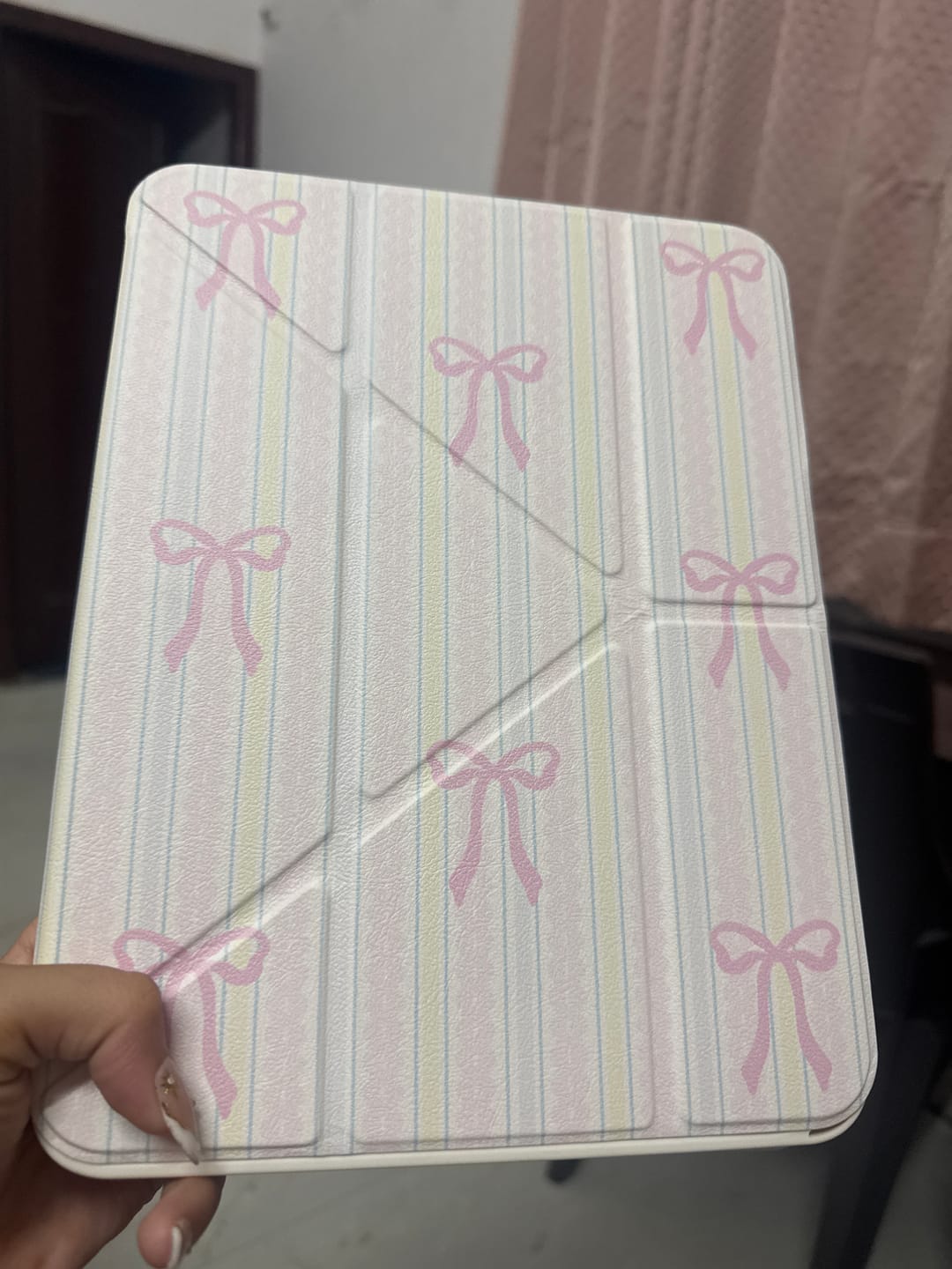 Customer photo review of Pink Bow iPad Case – Soft Girl Aesthetic with Quote