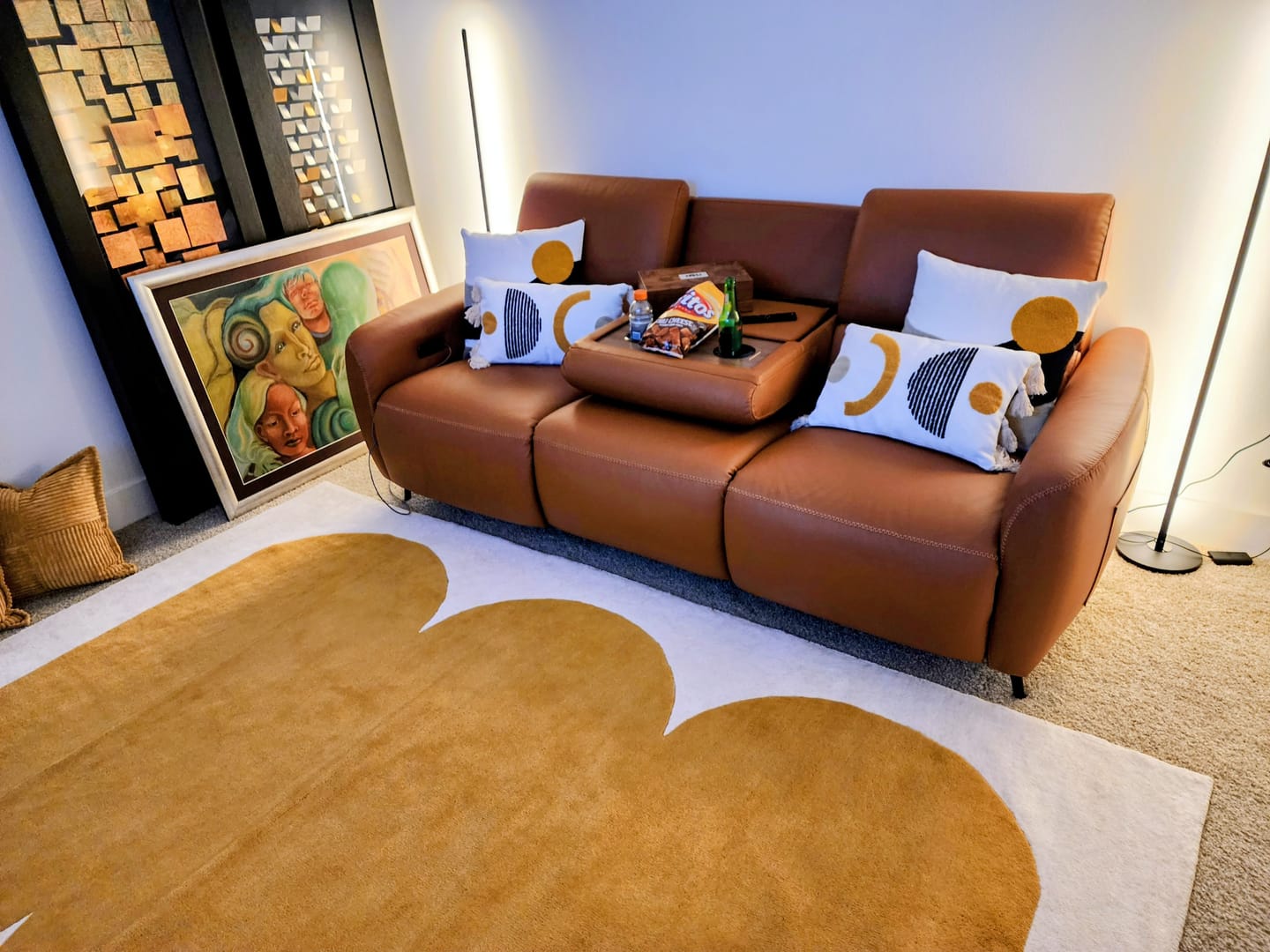 Customer photo review of AeroStretch Power Zero Wall Hugger Reclining Sofa with Drop Down Table Tray
