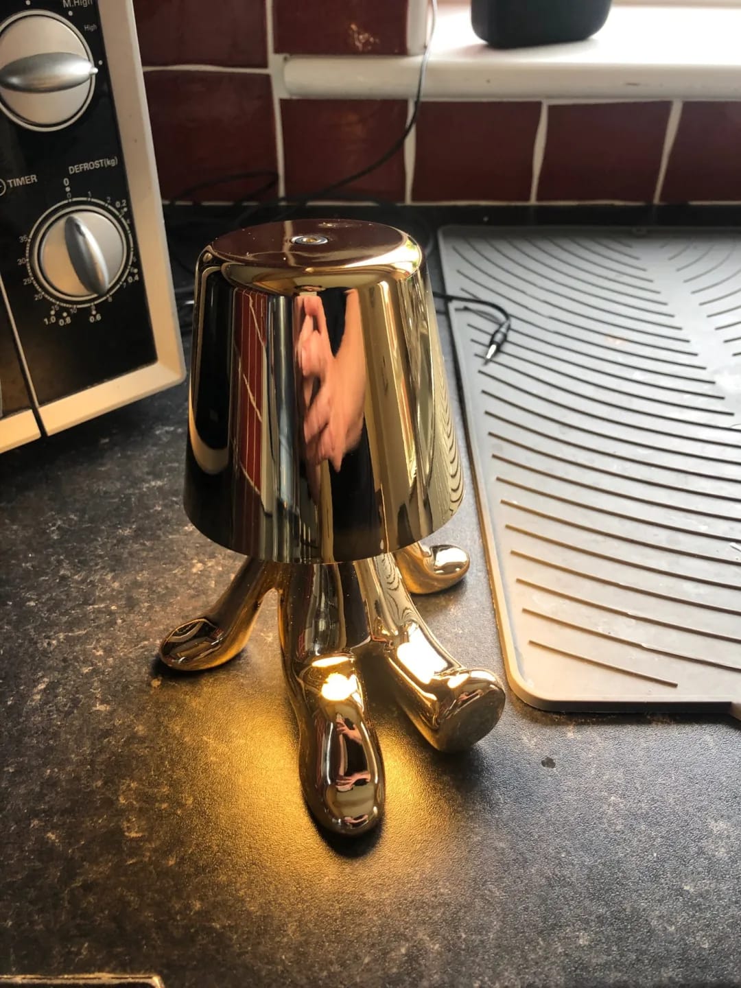 Customer photo review of Figurine Table Lamp for Bedside, Gold, Touch Dimming, 19 cm