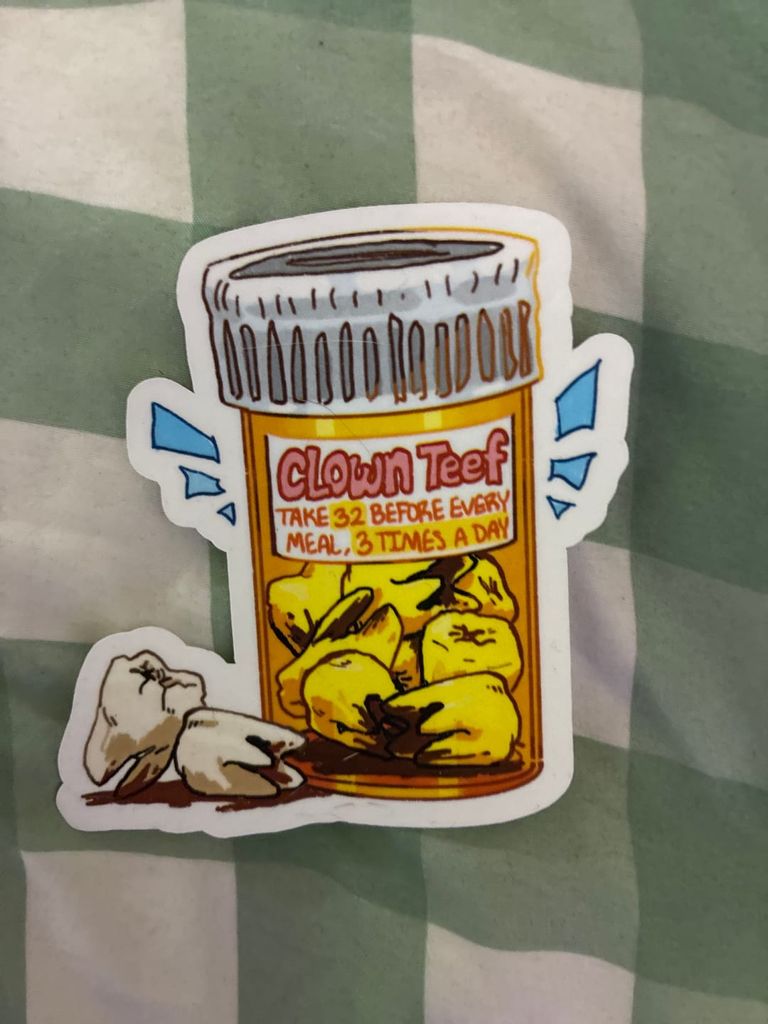 Customer photo review of Teeth Pills Stickers!