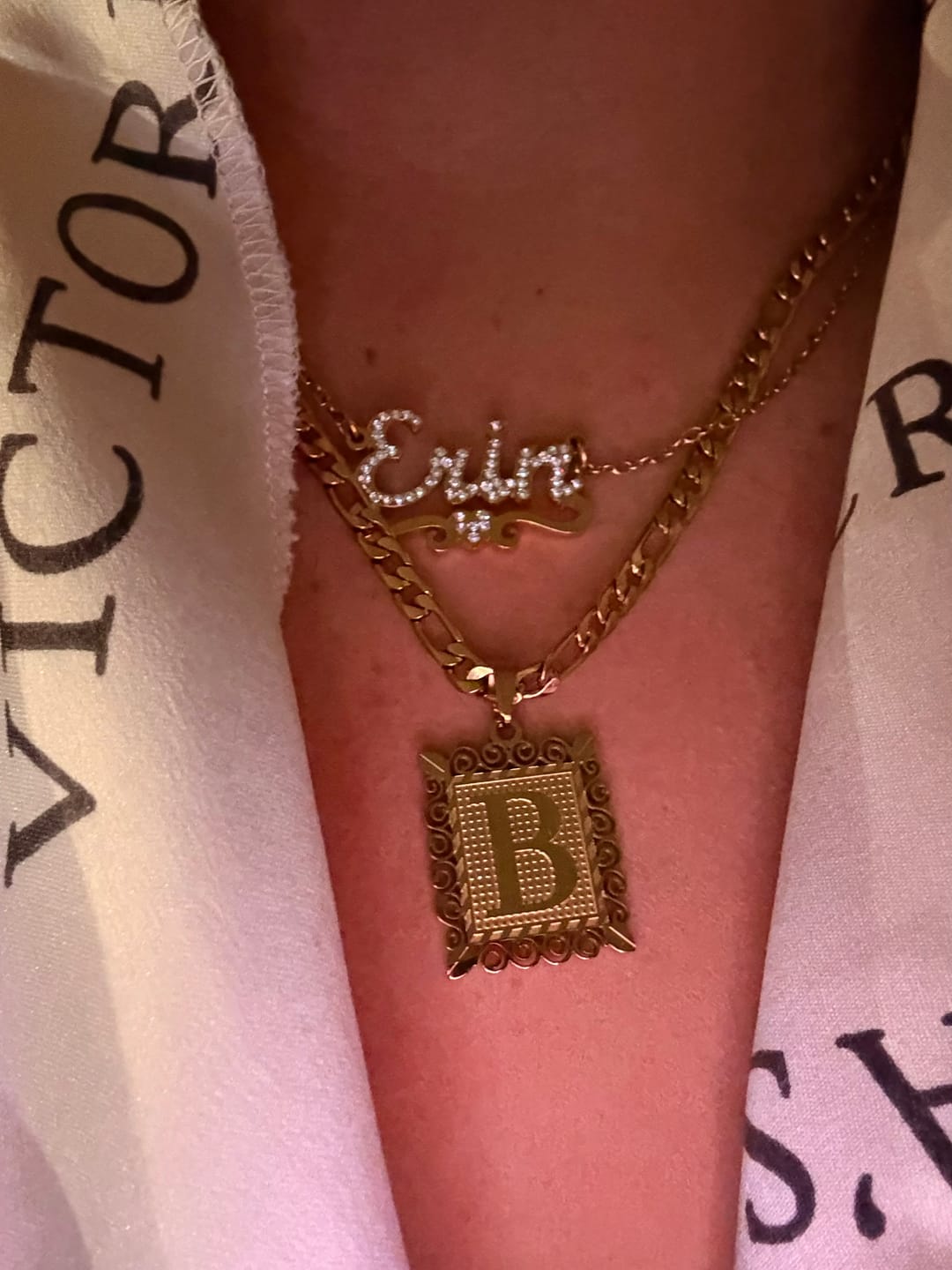 Customer photo review of Iced Heart Name Necklace