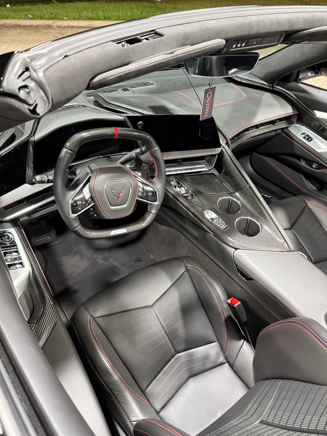 Customer photo review of 2026+ C8 Corvette Carbon Fiber Dash Trim Cover | Chrome Delete