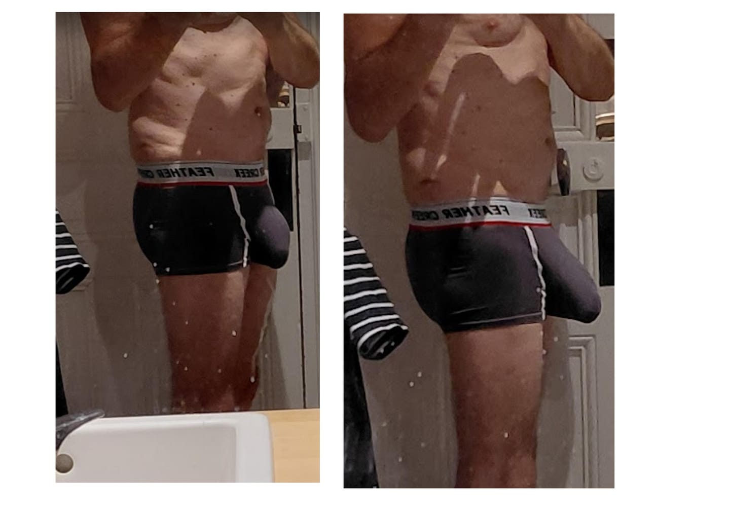 Customer photo review of 3 Pack Men's U-Pouch Separate Pouch High Elastic Trunks