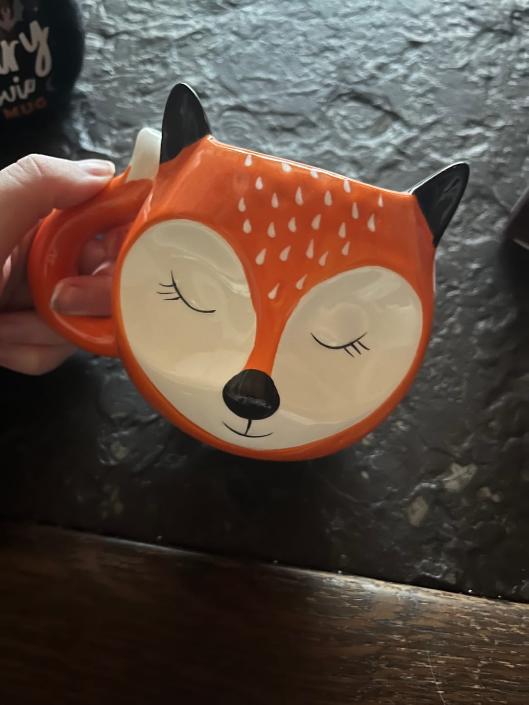 Customer photo review of Fuchs Kaffeebecher mit schlafendem Gesicht