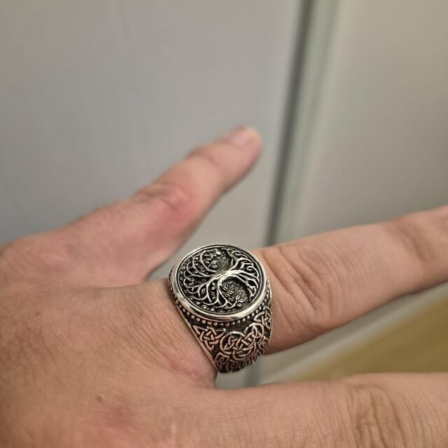 Customer photo review of 925 Sterling Silver Yggdrasil Ring with Bear Claw
