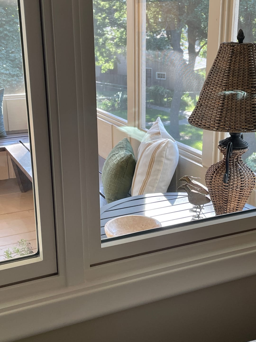 Customer photo review of Elowen Indoor Outdoor Throw Pillow Cover, Embroidered Stripes, Neutral Ivory Cream, 20"x20"