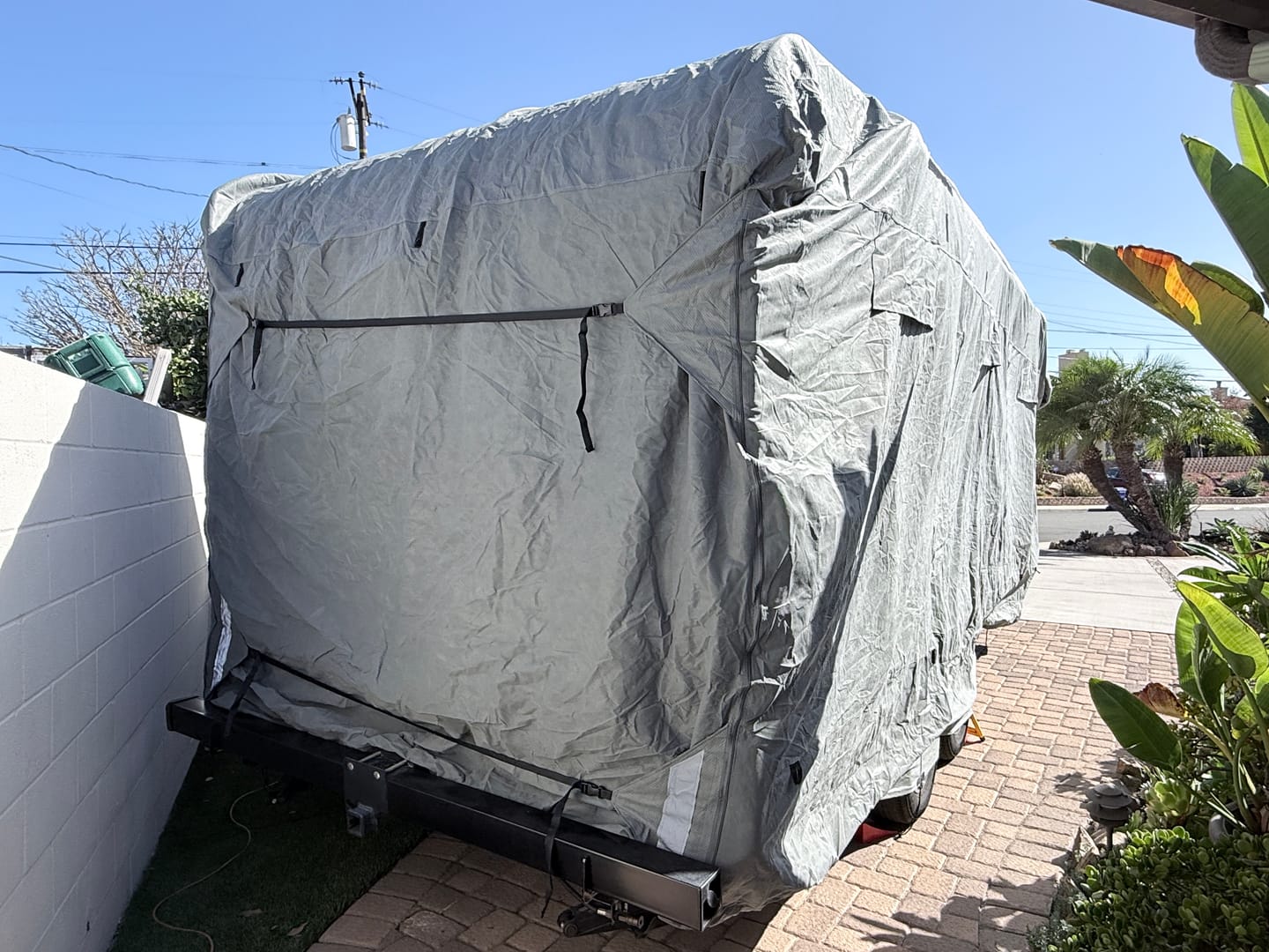 Customer photo review of Upgraded Easy Setup RV Cover Extra Thick 5 Layers Travel Trailer Cover Camper Cover with Assist Poles