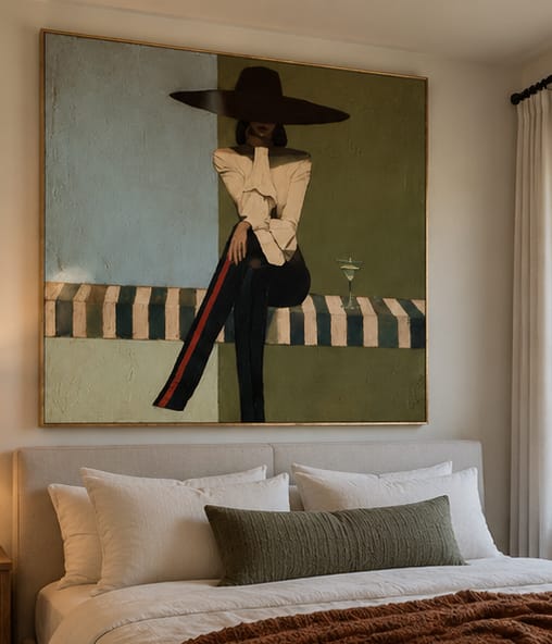 Customer photo review of Olive Pause-Wide Hat Western Woman Painting