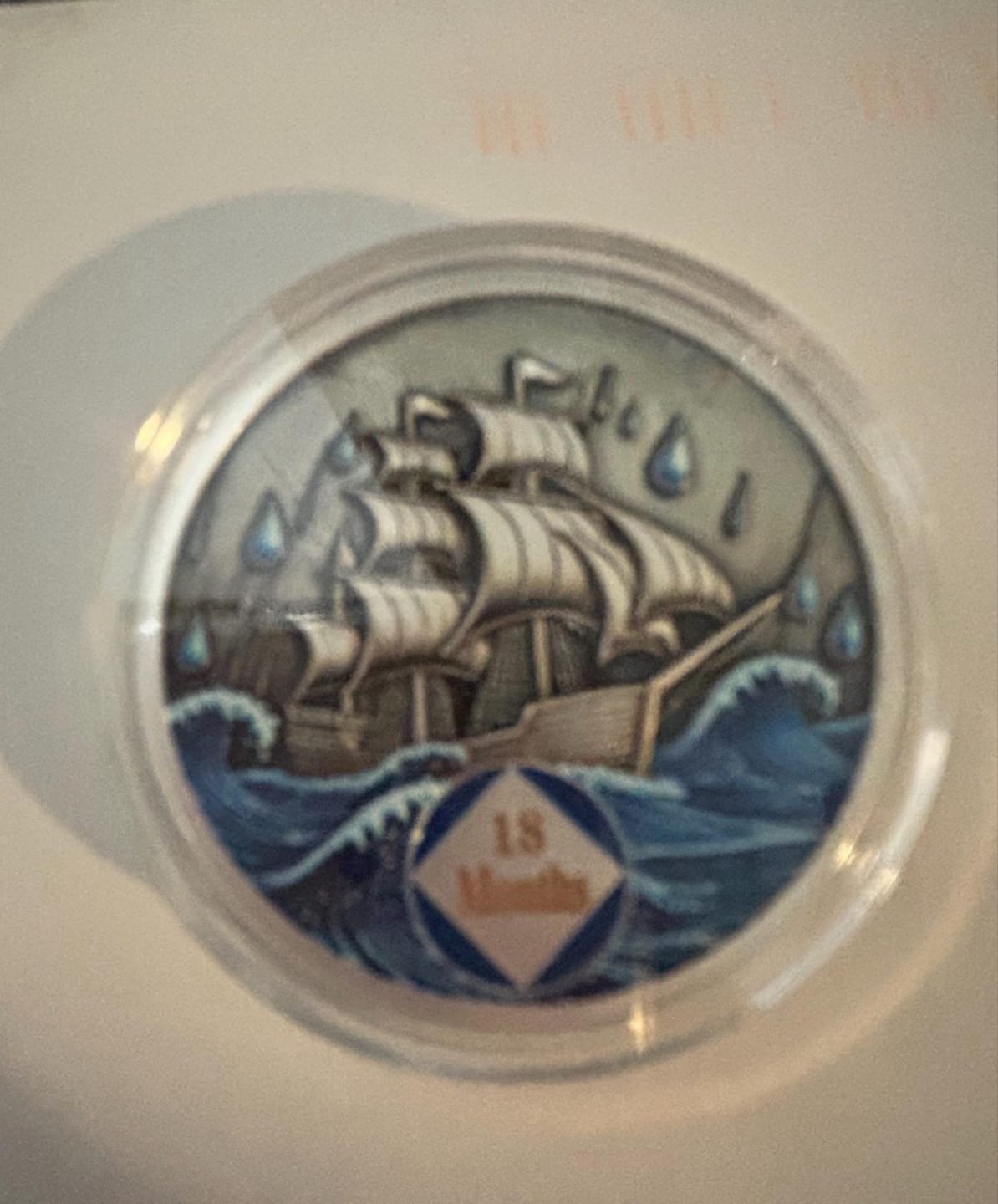 Customer photo review of Personalized Braving the Storm NA Recovery Coin – Personalize Any Day, Month or Year