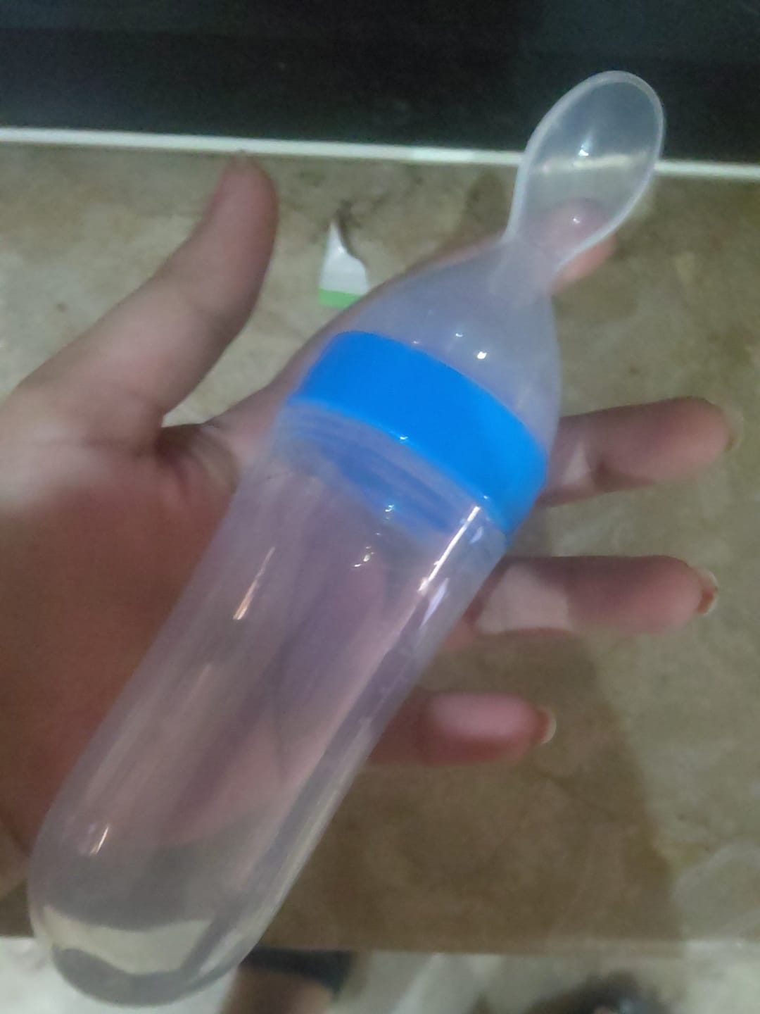 Customer photo review of Silicone Spoon Feeder for Babies – Squeeze Feeding Bottle with Soft Spoon