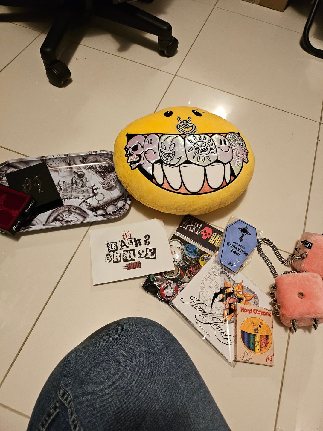 Customer photo review of GUSHY, THE FLOODED SMILEY PLUSHIE