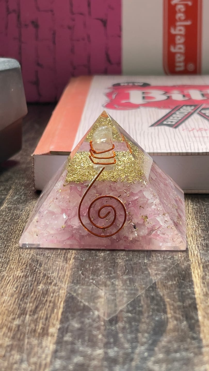 Customer photo review of Rose Quartz Orgonite Pyramid Vastu Remedy for Love, Relationship Harmony and Heart Chakra Healing for Bedroom, Couple Spaces and Emotional Balance | 6.5 cm | 110 g